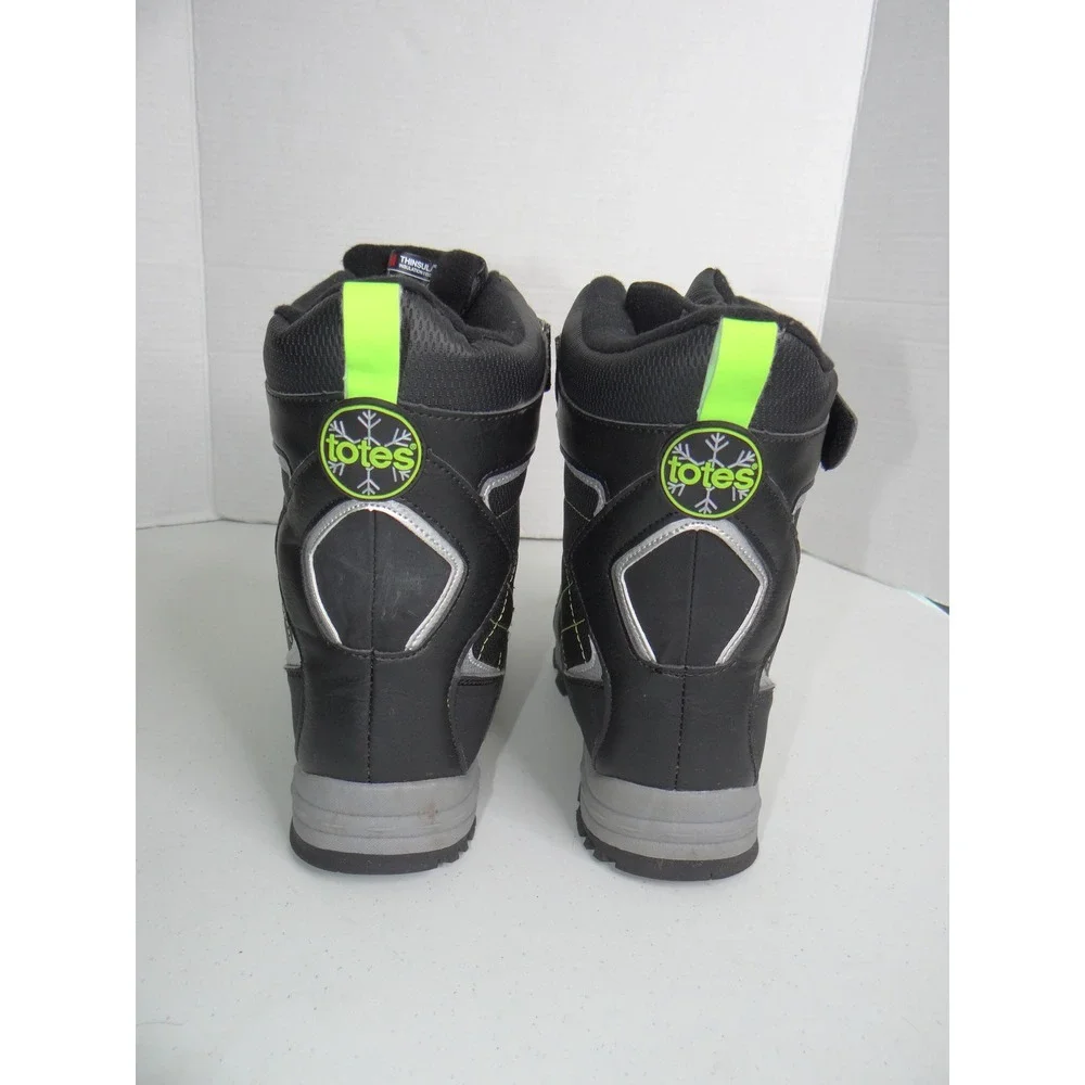 Totes Shaun Youth Black Neon Green 200g Thinsulate Water Resistant Snow Boots 5